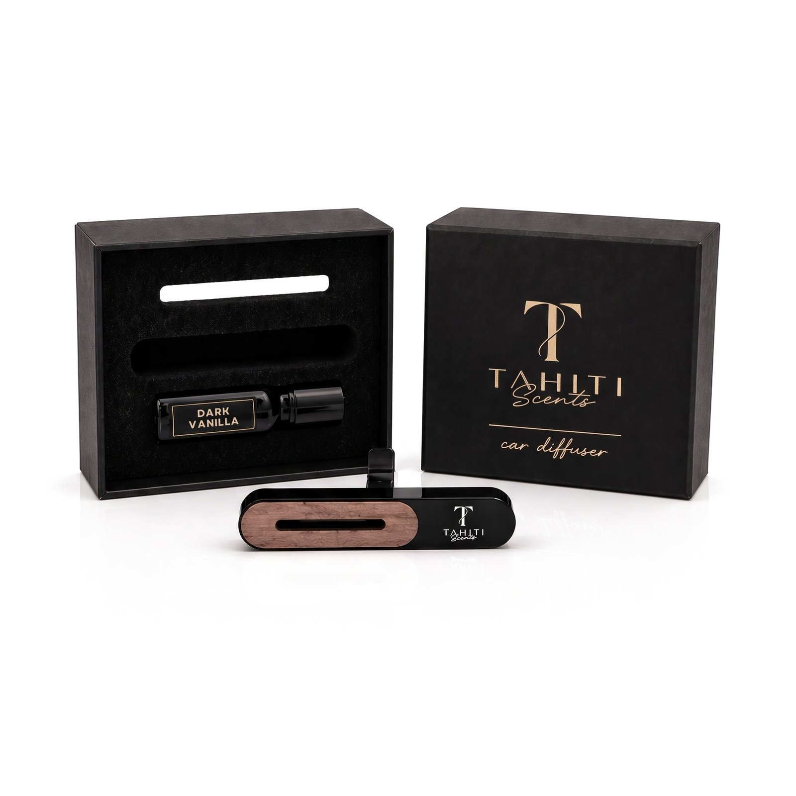 Tahiti Scents autolõhn ventilatsiooniavale „Dark vanilla“ kinkekarbiga